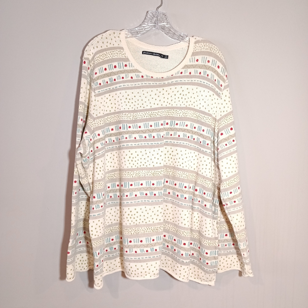 Gudrun Sjoden Knit Printed Sweater Cotton size XXL Spring Light Weight